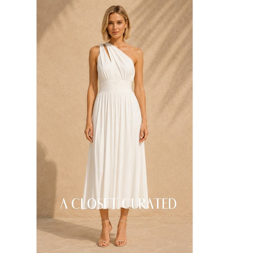 La Ligne Helena One Shoulder Ivory Midi Dress XS NWT